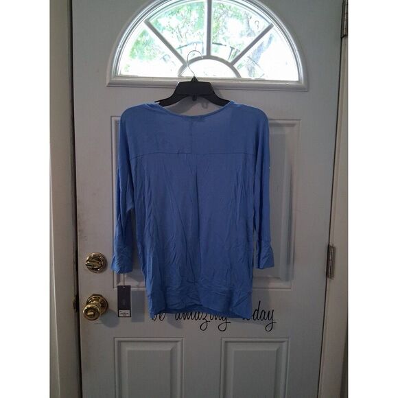 Jennifer Lopez Top 3/4 Sleeves X-Small Blue Silver Accent Studs NWT - Picture 4 of 7